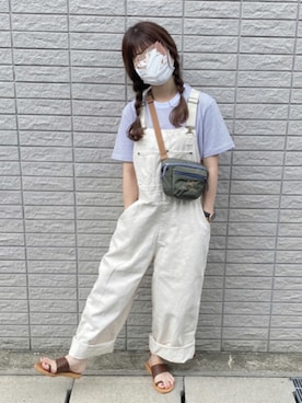 「白デニム」｜「アイテム（サロペット/オーバーオール）」を使った、yukie.さん（レディース・155cm）の夏コーディネート