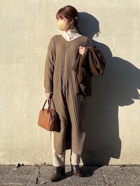 「EMMEL REFINES（エメルリファインズ）のアイテム（その他アウター）」を使った、yukie.さん（レディース・155cm）の冬コーディネート