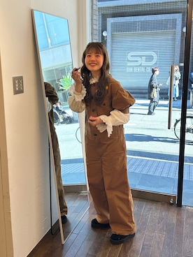 「アイテム（つなぎ/オールインワン）」を使った、yukie.さん（レディース・155cm）の冬コーディネート