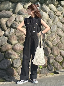 「アイテム（サロペット/オーバーオール）」を使った、yukie.さん（レディース・155cm）の夏コーディネート
