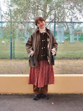 「アイテム（チノパンツ）」を使った、yukie.さん（レディース・155cm）の冬コーディネート