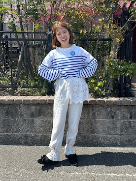 「BEAMS BOY（ビームスボーイ）のアイテム（パンツ）」を使った、yukie.さん（レディース・155cm）の春コーディネート