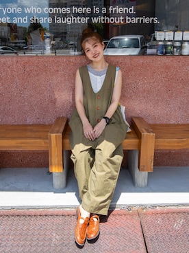 「アイテム（オールインワン・サロペット）」を使った、yukie.さん（レディース・155cm）の夏コーディネート