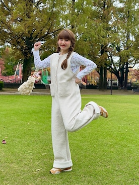 「アイテム（オールインワン・サロペット）」を使った、yukie.さん（レディース・155cm）の秋コーディネート