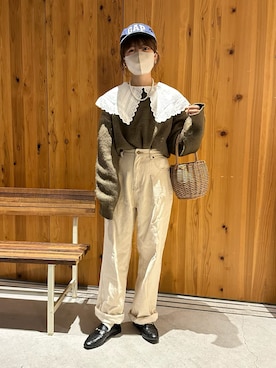 「アイテム（かごバッグ）」を使った、yukie.さん（レディース・155cm）の秋コーディネート