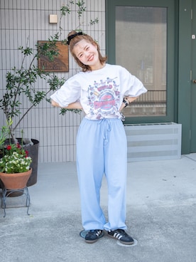 「VINTAGE（ヴィンテージ）のアイテム（Tシャツ/カットソー）」を使った、yukie.さん（レディース・155cm）の夏コーディネート