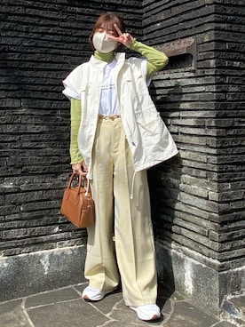 「frames RAY CASSIN（フレームスレイカズン）のアイテム（スラックス）」を使った、yukie.さん（レディース・155cm）の春コーディネート