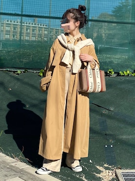 「アイテム（ステンカラーコート）」を使った、yukie.さん（レディース・155cm）の秋コーディネート