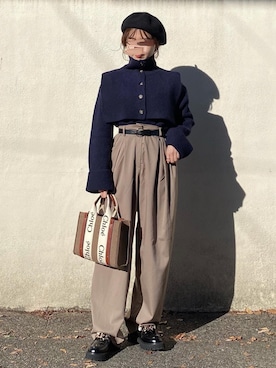 「UNIQLO（ユニクロ）のアイテム（ベルト）」を使った、yukie.さん（レディース・155cm）の冬コーディネート