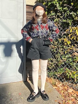「GRL」｜「アイテム（ハンチング/ベレー帽）」を使った、yukie.さん（レディース・155cm）の冬コーディネート