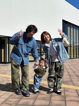 「CHILD WOMAN（チャイルドウーマン）のカモフラ柄 ミリタリーパンツ（その他パンツ、その他）」を使った、yukie.さん（レディース・155cm）の冬コーディネート