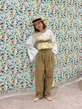 「CA4LA（カシラ）のアイテム（帽子）」を使った、yukie.さん（レディース・155cm）の夏コーディネート