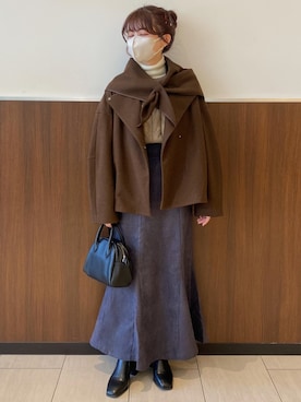 「EMMEL REFINES（エメルリファインズ）のアイテム（その他アウター）」を使った、yukie.さん（レディース・155cm）の冬コーディネート