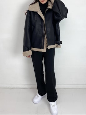 「AIR FORCE 1」｜「アイテム（ジャケット/アウター）」を使った、lazyandeasyさん（レディース・158cm）の秋コーディネート