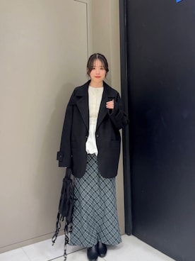 「アイテム（ステンカラーコート）」を使った、ユウナさん（レディース・158cm）の秋コーディネート