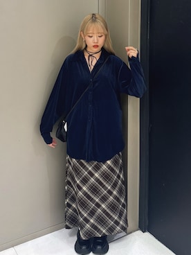 「アイテム（シャツ/ブラウス）」を使った、ユウナさん（レディース・158cm）の秋コーディネート