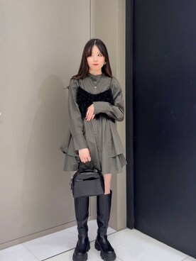 「ビスチェコーデ」｜「アイテム（ワンピース/ドレス）」を使った、ユウナさん（レディース・158cm）の秋コーディネート