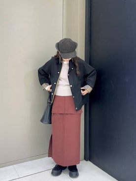 「アイテム（その他アウター、ブラック系）」を使った、ユウナさん（レディース・158cm）の秋コーディネート