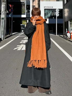 「アイテム（ステンカラーコート）」を使った、miyagi さん（メンズ・161cm）の冬コーディネート