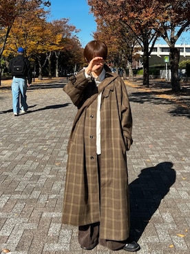 「アイテム（ステンカラーコート）」を使った、miyagi さん（メンズ・161cm）の秋コーディネート