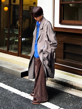 「アイテム（トレンチコート）」を使った、miyagi さん（メンズ・161cm）の秋コーディネート