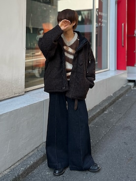 「低身長男子」｜「アイテム（トップス）」を使った、miyagi さん（メンズ・161cm）の秋コーディネート