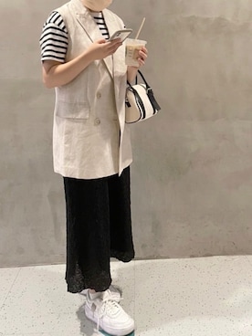 「H&M（エイチ・アンド・エム）のアイテム（ジャケット/アウター）」を使った、yuiさん（レディース・156cm）の夏コーディネート
