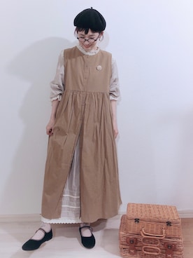 「kazumiコラボ」｜「アイテム（ハンチング/ベレー帽）」を使った、kakolatteさん（レディース・154cm）の秋コーディネート