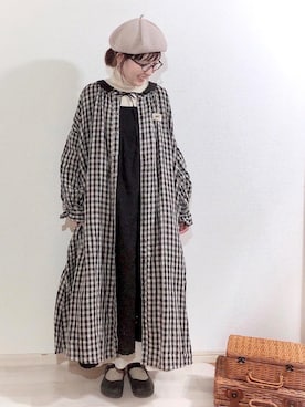 「Samansa Mos2（サマンサ モスモス）のアイテム（帽子）」を使った、kakolatteさん（レディース・154cm）の冬コーディネート