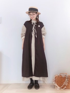 「kazumiコラボ」｜「アイテム（アクセサリー）」を使った、kakolatteさん（レディース・154cm）の春コーディネート