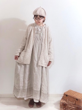 「kazumiコラボ」｜「アイテム（ハンチング/ベレー帽）」を使った、kakolatteさん（レディース・154cm）の冬コーディネート
