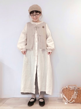 「kazumiコラボ」｜「アイテム（アクセサリー）」を使った、kakolatteさん（レディース・154cm）の春コーディネート