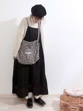 「kazumiコラボ」｜「アイテム（ハンチング/ベレー帽）」を使った、kakolatteさん（レディース・154cm）の冬コーディネート