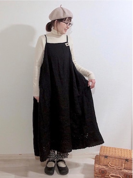 「kazumiコラボ」｜「アイテム（ハンチング/ベレー帽）」を使った、kakolatteさん（レディース・154cm）の冬コーディネート