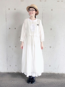 「TSUHARU by Samansa Mos2（ツハルバイサマンサモスモス）のアイテム（ワンピース/ドレス）」を使った、kakolatteさん（レディース・154cm）の夏コーディネート