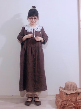 「studio CLIP（スタディオクリップ）のナチュラルアソート付け襟（付け襟）」を使った、kakolatteさん（レディース・154cm）の春コーディネート