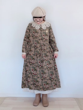 「重ね着ベストシーズン」｜「アイテム（ハンチング/ベレー帽）」を使った、kakolatteさん（レディース・154cm）の秋コーディネート
