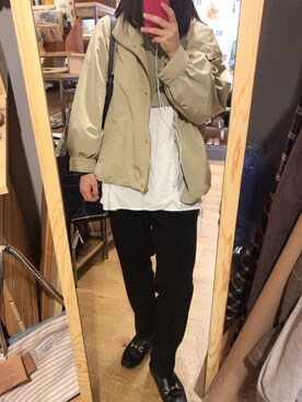 「Bleu Bleuet（ブルーブルーエ）のアイテム（ジャケット/アウター）」を使った、ぽんゆさん（レディース・158cm）の春コーディネート