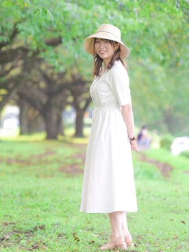 Junoah ジュノア の スクエアネックウエストマークワンピース ワンピース Wear