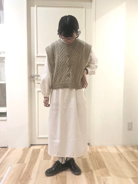 「Samansa Mos2 blue」｜「アイテム（シャツワンピース）」を使った、はるさんさん（レディース・163cm）の秋コーディネート