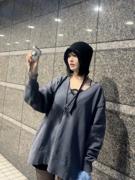 「アイテム（帽子）」を使った、りんかさん（レディース・156cm）の冬コーディネート