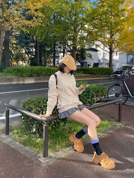 「Vini（ヴィニ）のアイテム（ニット/セーター）」を使った、りんかさん（レディース・156cm）の秋コーディネート