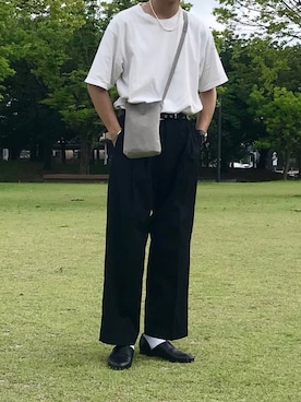 「stein」｜「アイテム（スリッポン）」を使った、まーさん（メンズ・173cm）の夏コーディネート