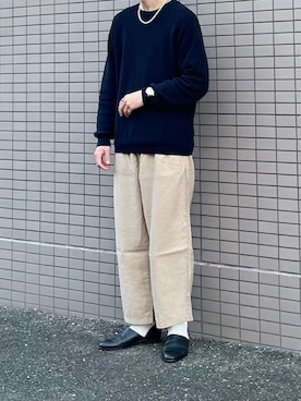 「Hanes」｜「アイテム（スリッポン）」を使った、まーさん（メンズ・173cm）の冬コーディネート