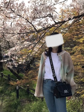 「tiptop（ティップトップ）の前後2wayニットカーディガン（カーディガン/ボレロ）」を使った、Mayuさん（レディース・154cm）の春コーディネート