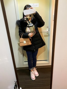「TATRAS」｜「アイテム（ショルダーバッグ）」を使った、Mayuさん（レディース・154cm）の冬コーディネート