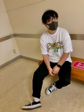 「アイテム（メガネ、ホワイト系）」を使った、natsukoさん（メンズ・164cm）の秋コーディネート