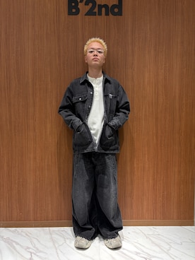 「アイテム（カバーオール）」を使った、yoさん（メンズ・167cm）の冬コーディネート