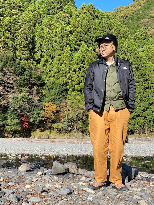 サロペット/オーバーオール（ブラウン系）を使った「THE NORTH FACE