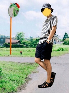 「MB（エムビー）のアイテム（帽子）」を使った、ポキB@ユニクロ勉強家(相互)さん（メンズ・166cm）の夏コーディネート